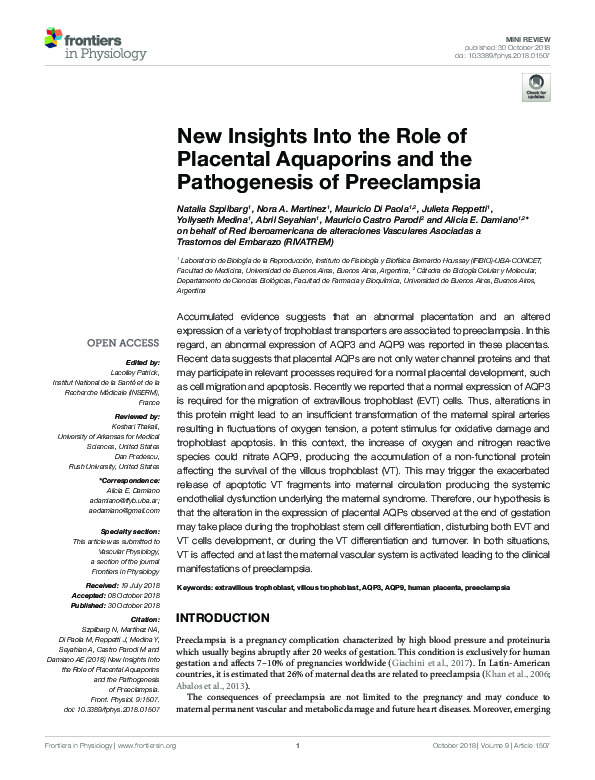 (PDF) New insights into the role of placental aquaporins and the ...