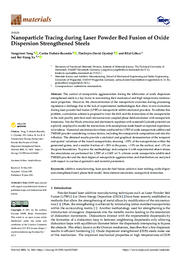 (PDF) Nanoparticle Tracing during Laser Powder Bed Fusion of Oxide ...