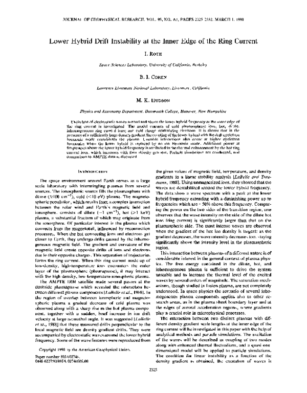 (PDF) Lower hybrid drift instability at the inner edge of the ring current