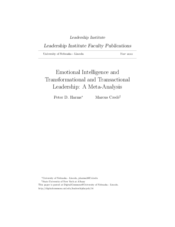(PDF) Emotional Intelligence and Transformational Leadership in the ...
