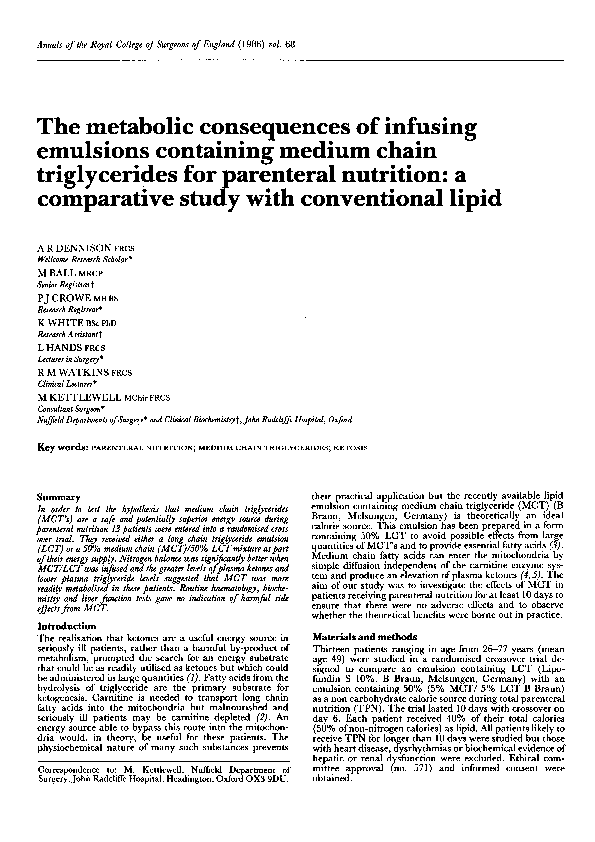 (PDF) The metabolic consequences of infusing emulsions containing ...