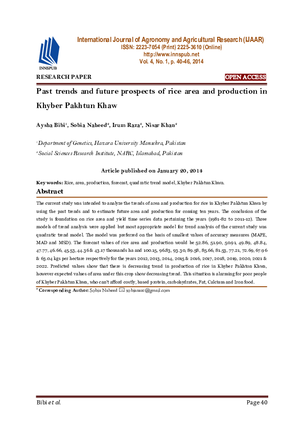 (PDF) Past trends and future prospects of rice area and production in ...