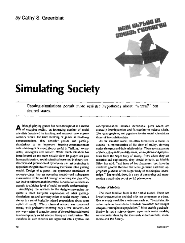 (PDF) Simulating society