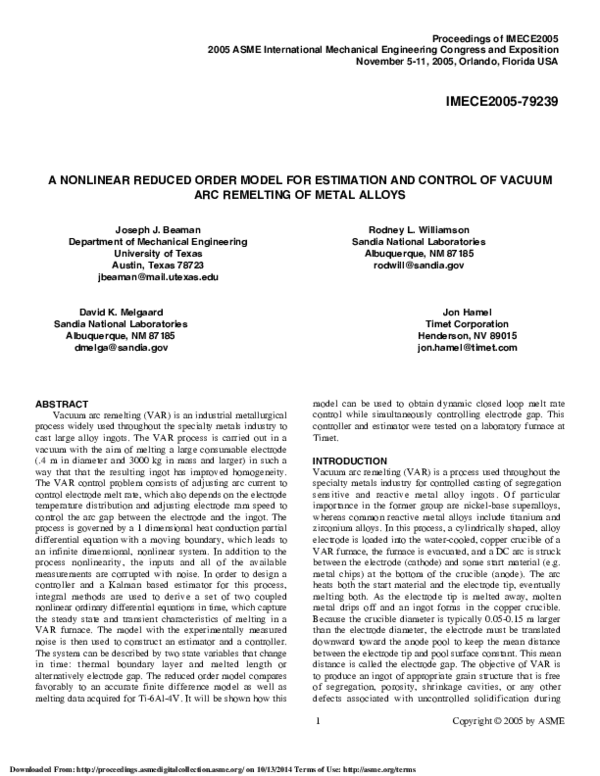 (PDF) A Nonlinear Reduced Order Model for Estimation and Control of ...