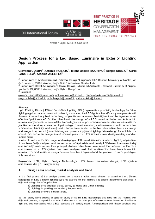 (PDF) Design Process for a Led Based Luminaire in Exterior Lighting