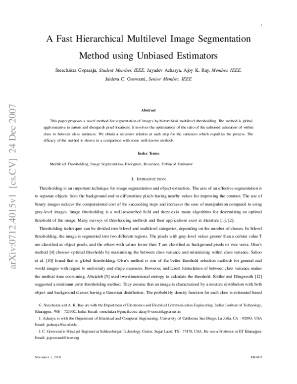 (PDF) A Fast Hierarchical Multilevel Image Segmentation Method using ...