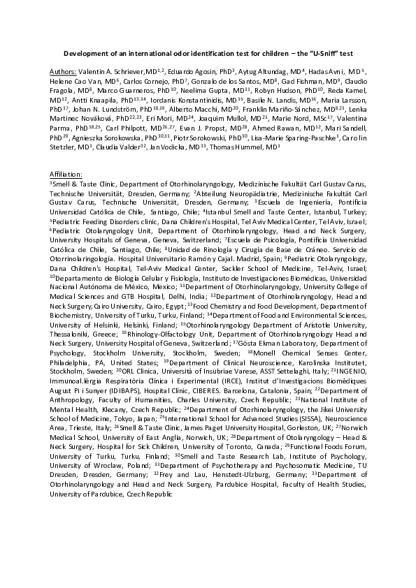 (PDF) Development of an International Odor Identification Test for ...