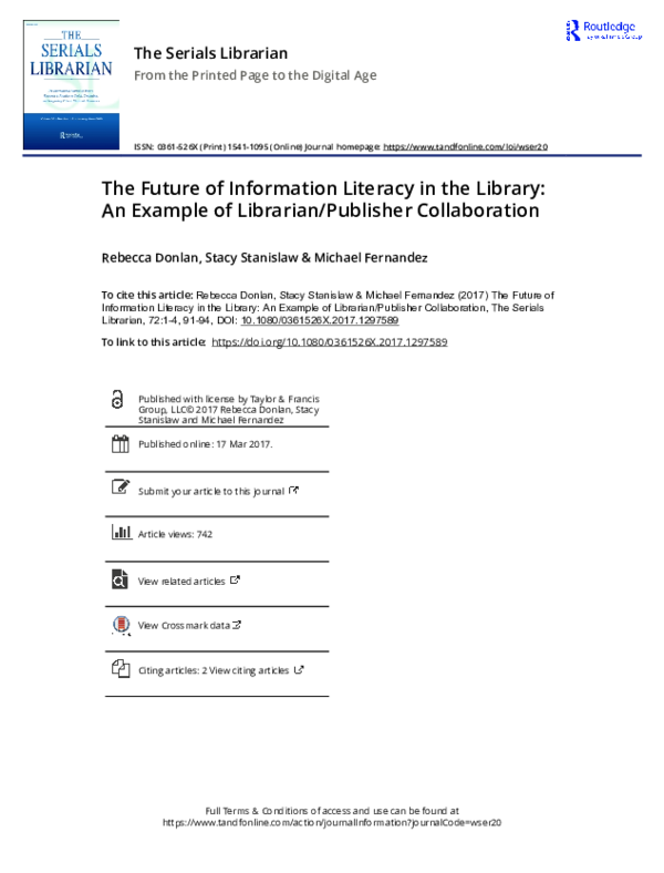 (PDF) The Future of Information Literacy in the Library: An Example of ...