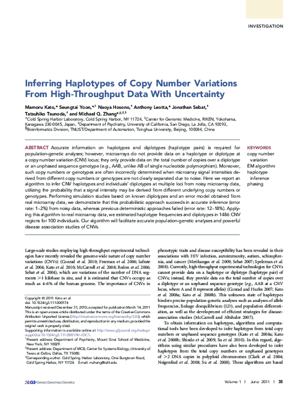 (PDF) Inferring Haplotypes of Copy Number Variations From High ...
