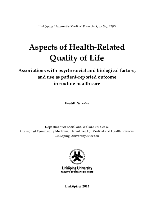 (PDF) Aspects of health-related quality of life : Associations with ...