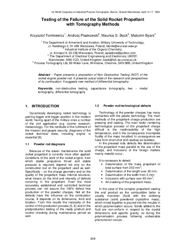 (PDF) Testing of the failure of a solid rocket propellant with ...