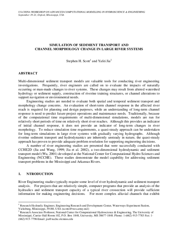 (PDF) Simulation of Sediment Transport and Channel Morphology Change in ...