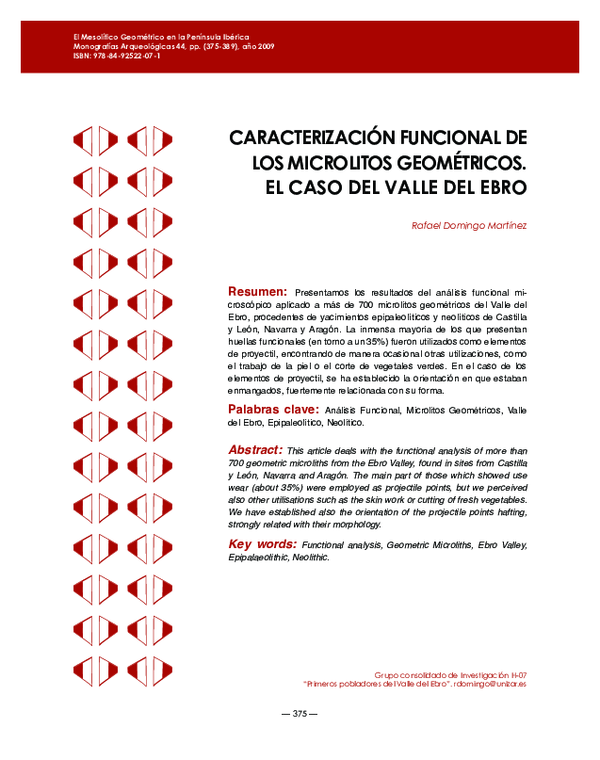 (PDF) Caracterización funcional de los microlitos geométricos. El caso ...
