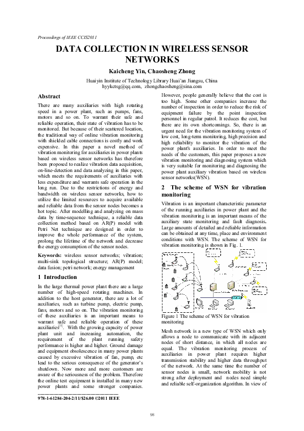 (PDF) Data collection in wireless sensor networks