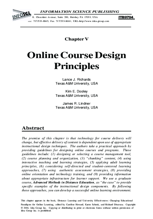 (PDF) Online Course Design Principles