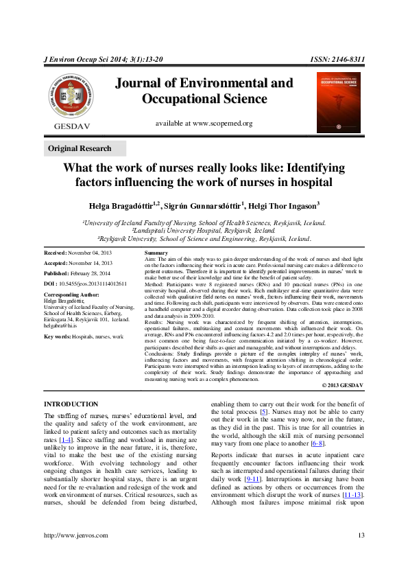 (PDF) What the work of nurses really looks like: Identifying factors ...