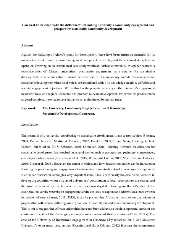 (PDF) Can local knowledge make the difference? Rethinking universities ...