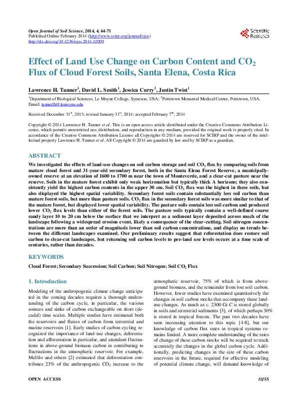 (PDF) Effect of Land Use Change on Carbon Content and CO 2 Flux of ...
