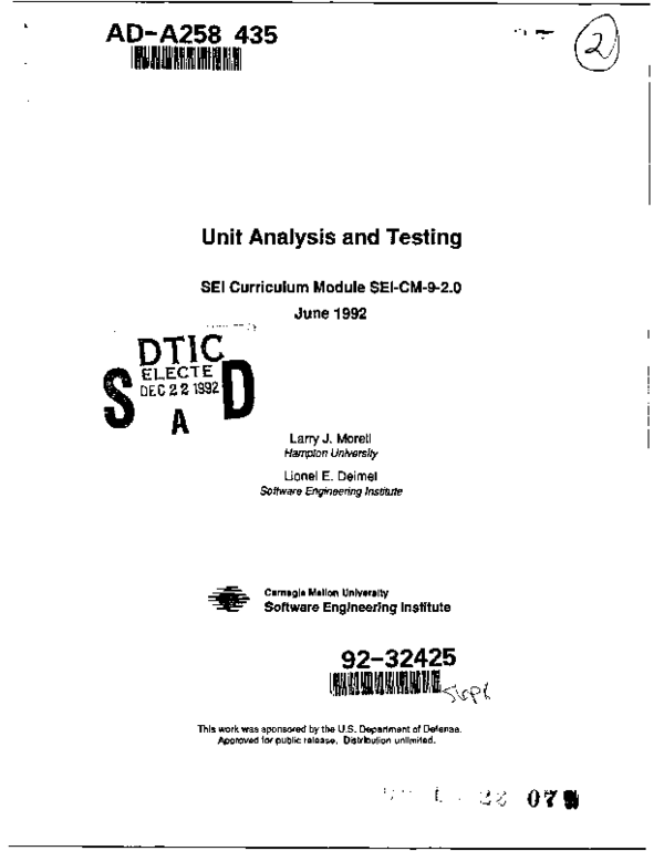 (PDF) Unit Analysis and Testing