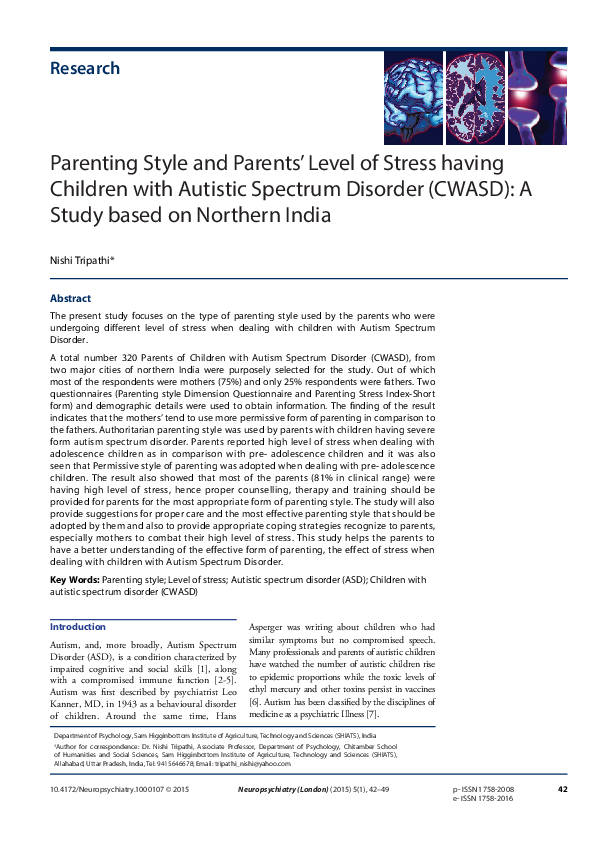 (PDF) Parenting Style and Parents Level of Stress having Children with ...