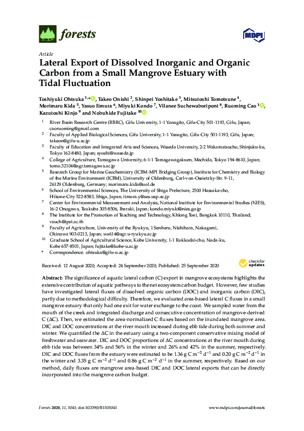 (PDF) Lateral Export of Dissolved Inorganic and Organic Carbon from a ...