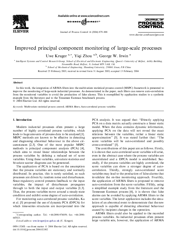 (PDF) Improved principal component monitoring of large-scale processes ...