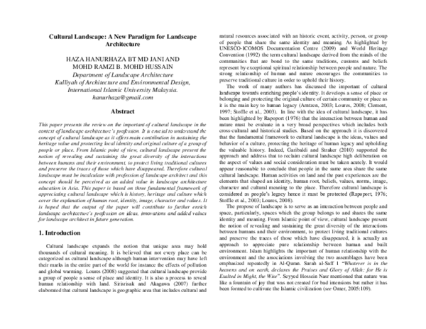 (PDF) Cultural Landscape: A New Paradigm for Landscape Architecture
