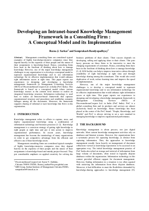 (PDF) Developing an Intranet-based Knowledge Management Framework in a ...