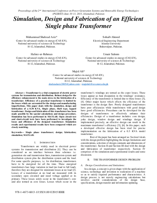 (PDF) Simulation, design and fabrication of an efficient single phase ...