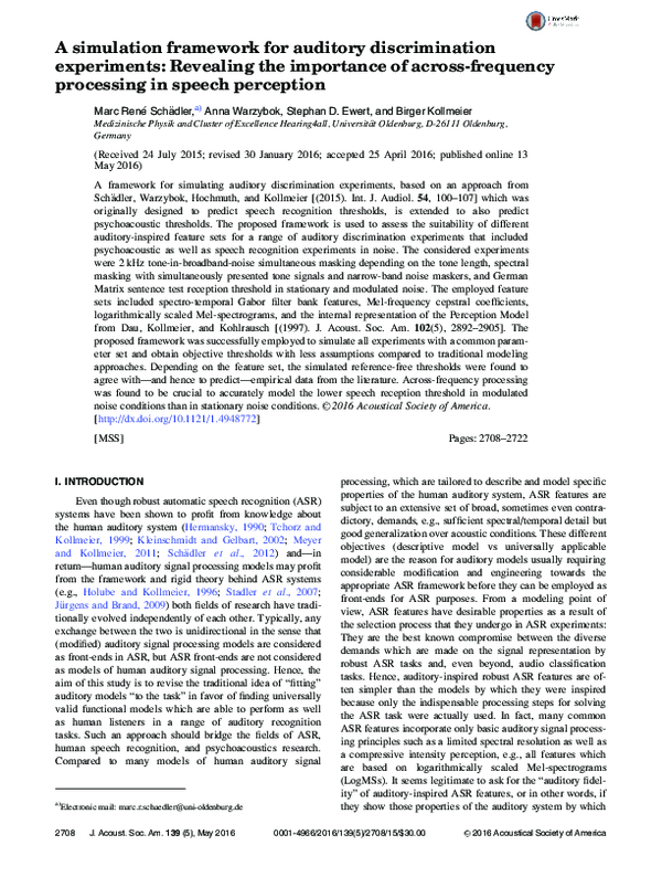 (PDF) A simulation framework for auditory discrimination experiments ...