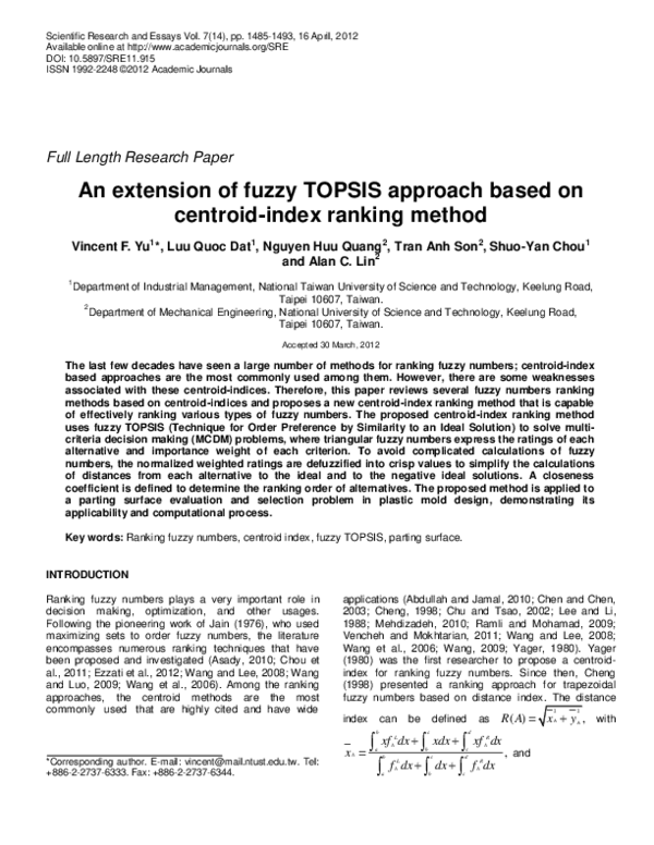 (PDF) An extension of fuzzy TOPSIS approach based on centroid-index ...