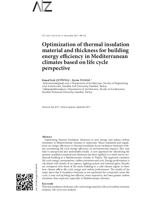 (PDF) Optimization of thermal insulation material and thickness for ...