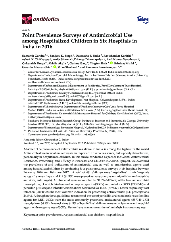 (PDF) Point Prevalence Surveys of Antimicrobial Use among Hospitalized ...