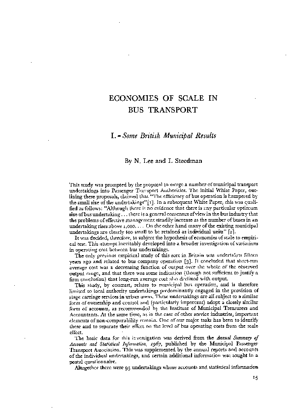 (PDF) Economies of Scale in Bus Transport: I. Some British Municipal ...