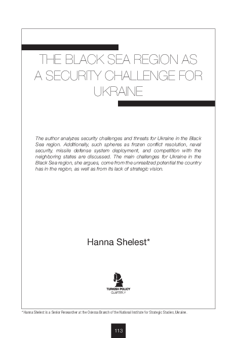 (PDF) The Black Sea Region as a Security Challenge for Ukraine