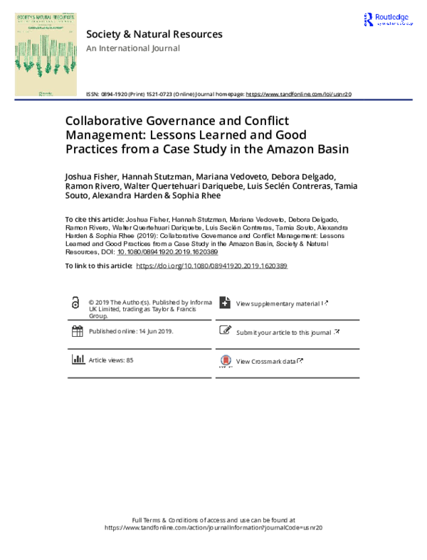 (PDF) Collaborative Governance and Conflict Management: Lessons Learned ...
