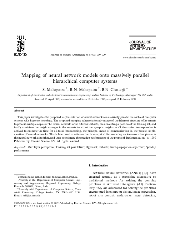 (PDF) Mapping of neural network models onto massively parallel ...