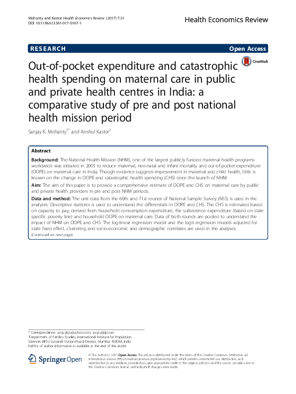 (PDF) Out-of-pocket expenditure and catastrophic health spending on ...