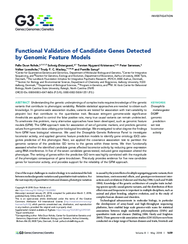 (PDF) Functional Validation of Candidate Genes Detected by Genomic ...