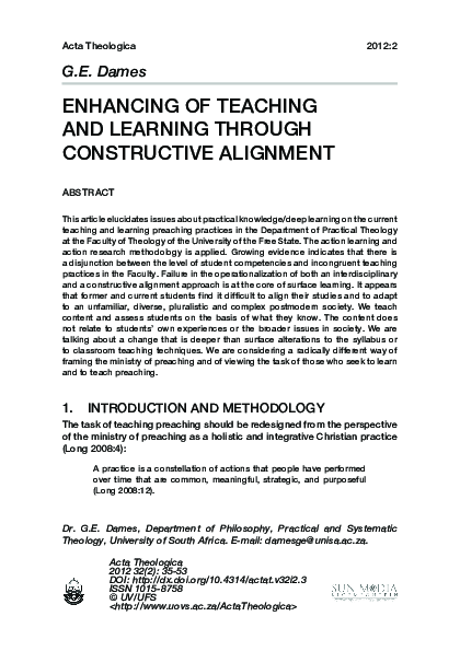(PDF) Enhancing of Teaching and Learning through Constructive Alignment