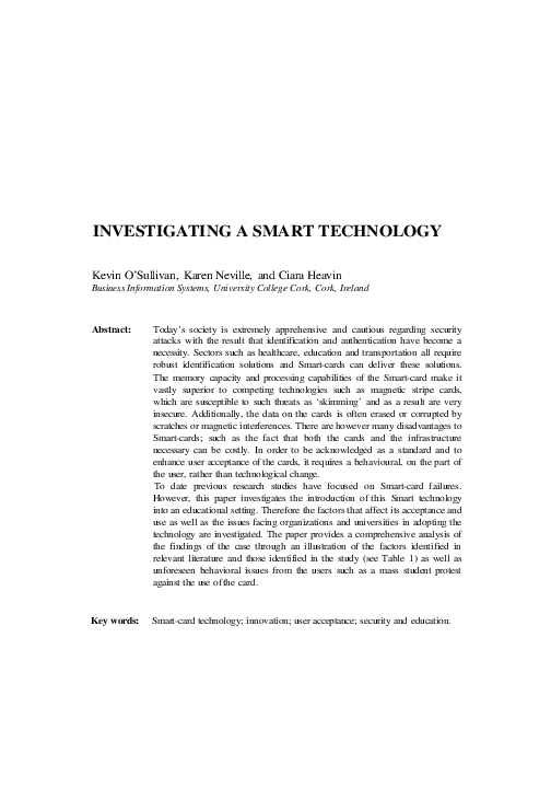 (PDF) Investigating a Smart Technology