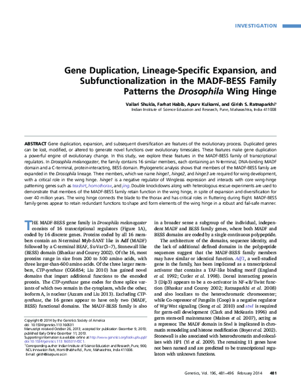 (PDF) Gene Duplication, Lineage-Specific Expansion, and ...
