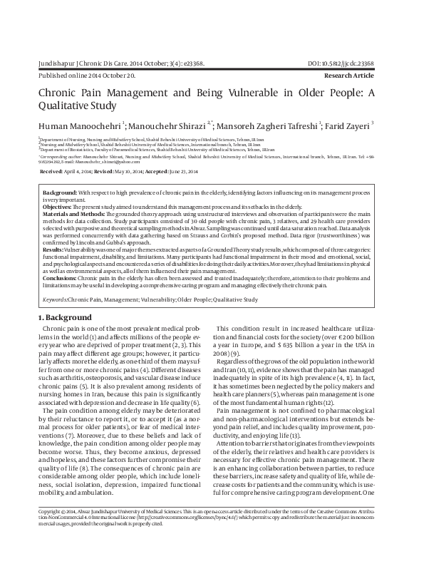 (PDF) Chronic Pain Management and Being Vulnerable in Older People: A ...
