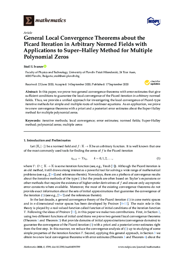 (PDF) General Local Convergence Theorems about the Picard Iteration in ...