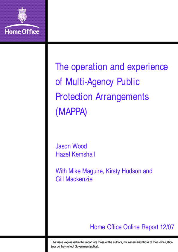 (PDF) The operation and experience of Multi-Agency Public Protection ...