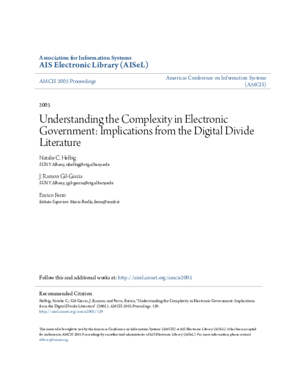 (PDF) Understanding the complexity of electronic government ...