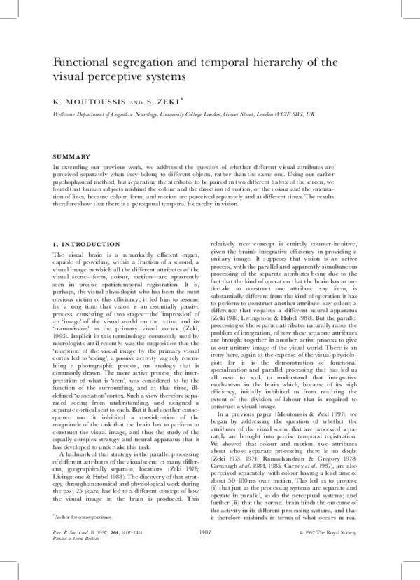 (PDF) Functional segregation and temporal hierarchy of the visual ...