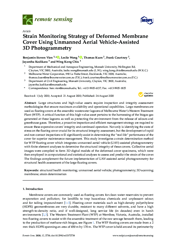 (PDF) Strain Monitoring Strategy of Deformed Membrane Cover Using ...