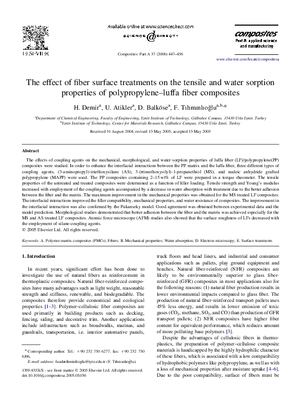 (PDF) The effect of fiber surface treatments on the tensile and water ...