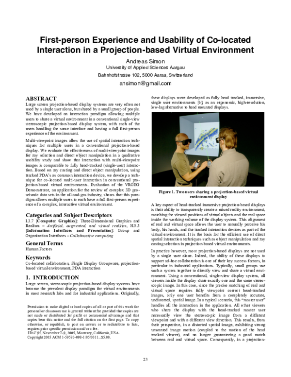 (PDF) First-person experience and usability of co-located interaction ...
